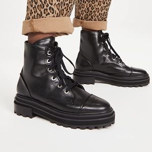 SCHUTZ LEATHER SOLE COMBAT & LACE-UP BOOTS